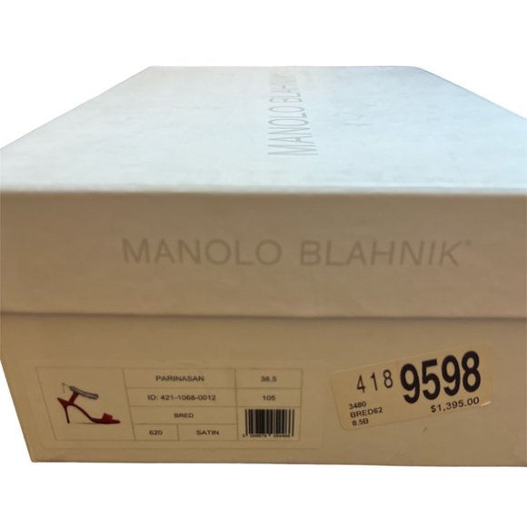 NEW Manolo Blahnik Size 38.5 EU Parinasan Embellished Ankle-Strap Sandals, Red - Picture 11 of 11